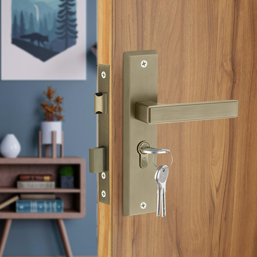IPSA Teal Iris Handle Series on 8" Plate CYS Lockset with 60mm One Side Key and Knob - Matte Finish MAB